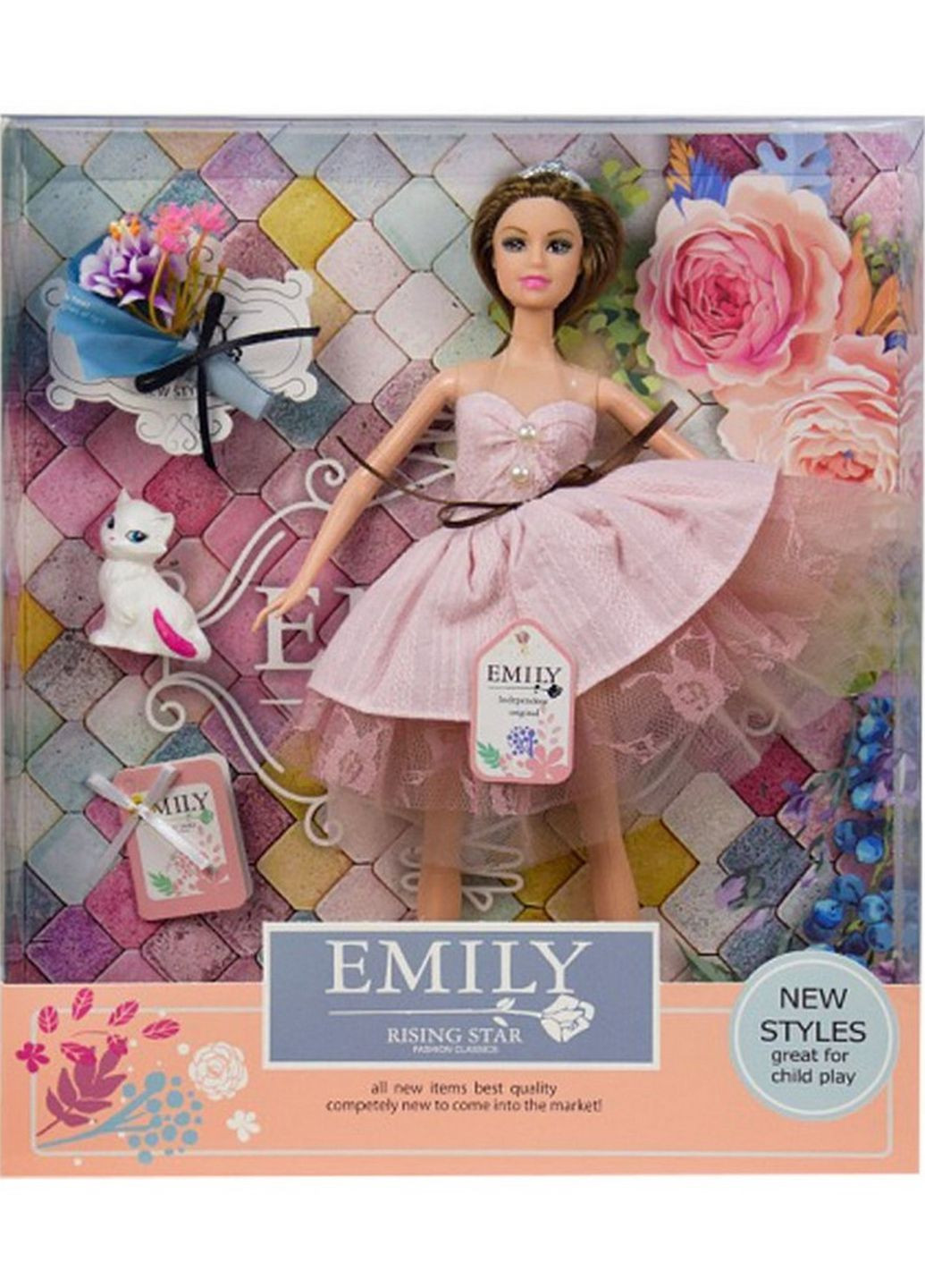 Кукла Emily QJ077B с букетом и аксессуарами (Розовый) Bambi (262085063)