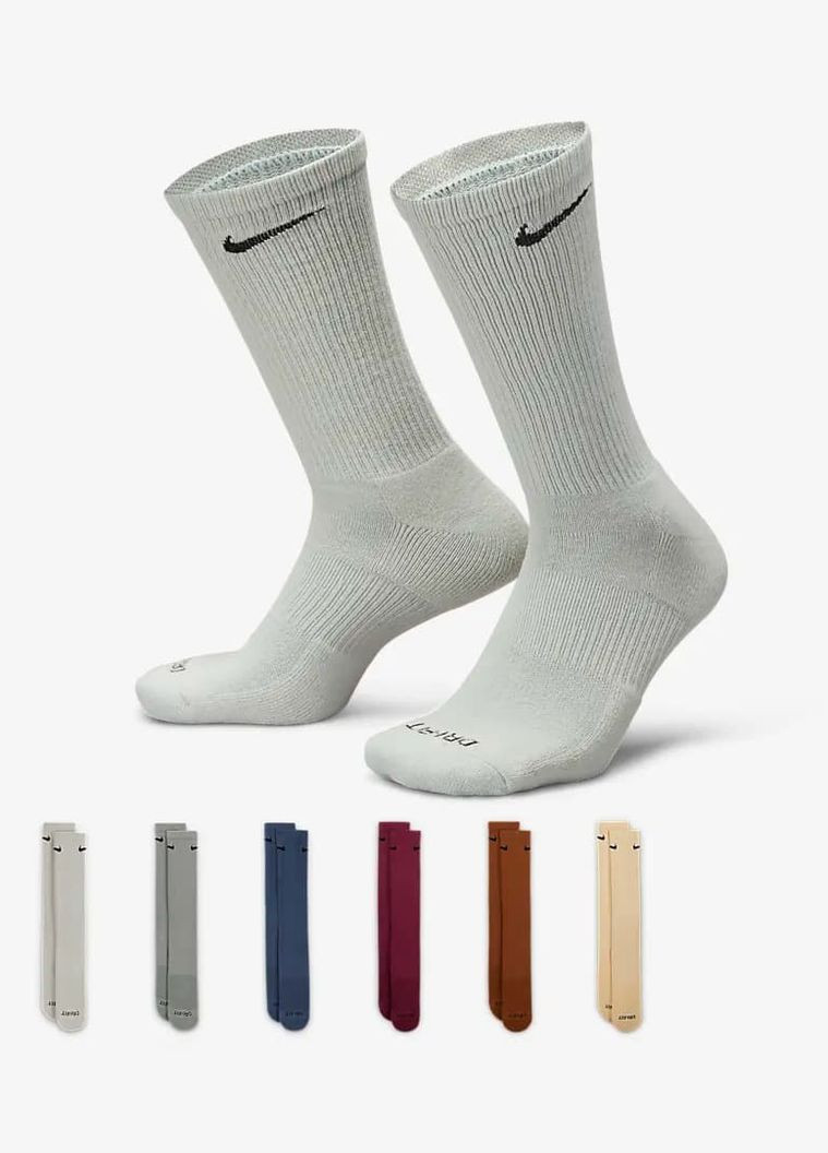 Шкарпетки U NK ED PLS CSH CRW 6PR - 132 білий, сірий, синій, червоний, рожевий Чоловічі 34-38 Nike (262297410)