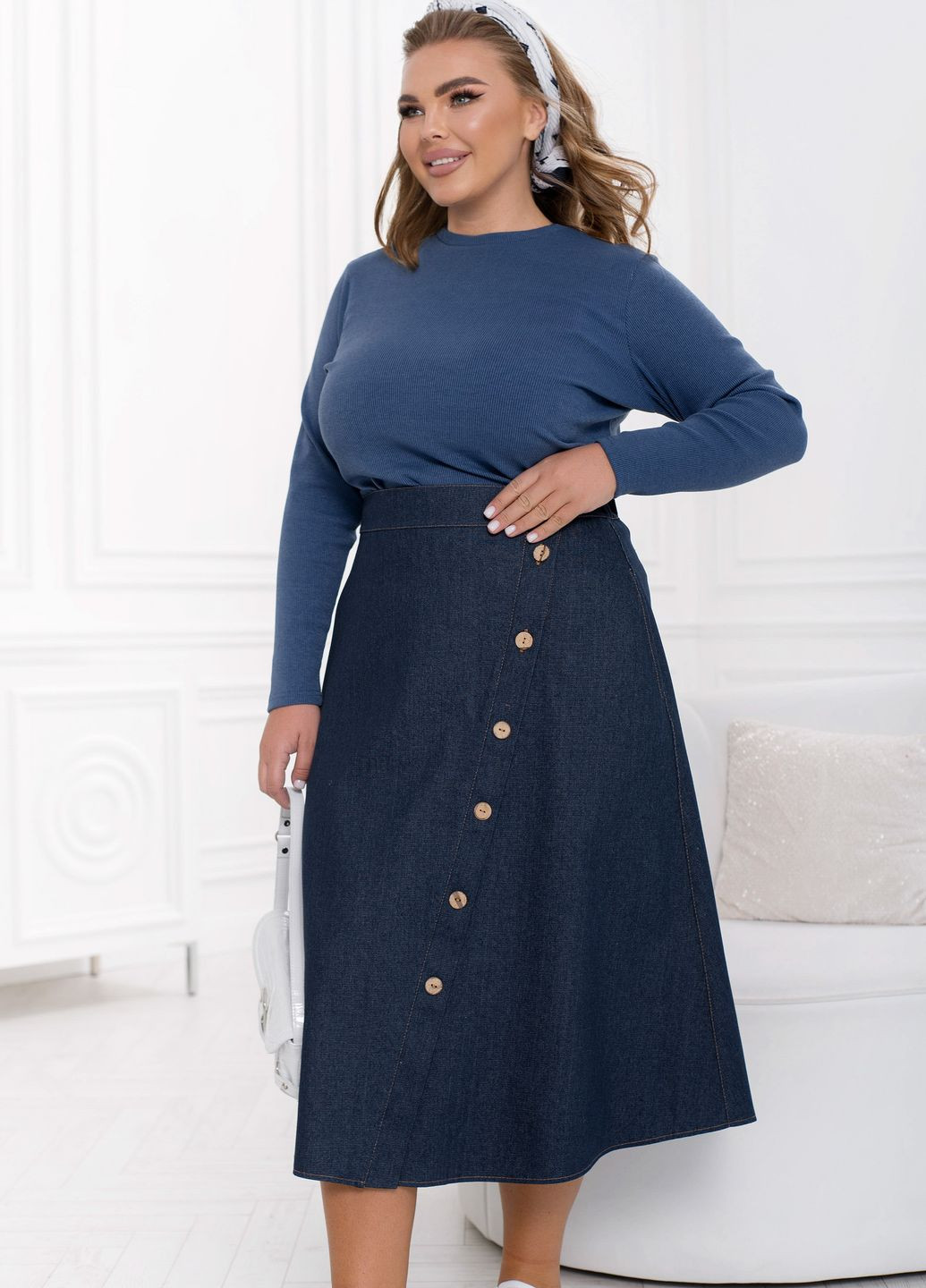 Темно-синяя кэжуал однотонная юбка Minova