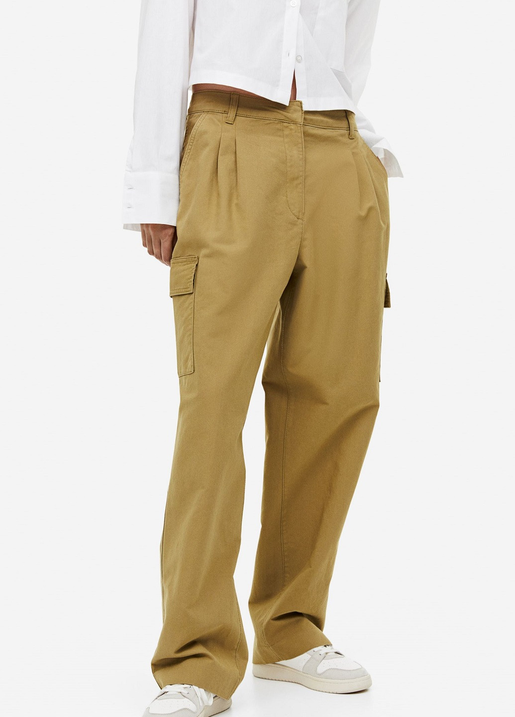 Горчичные кэжуал демисезонные брюки H&M