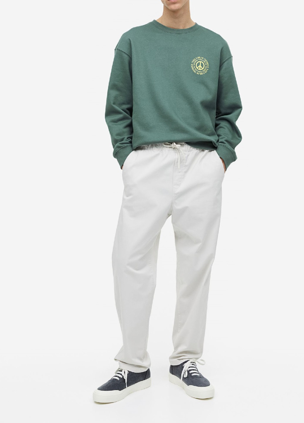 Свитшот H&M - крой серо-зеленый кэжуал - (261928848)