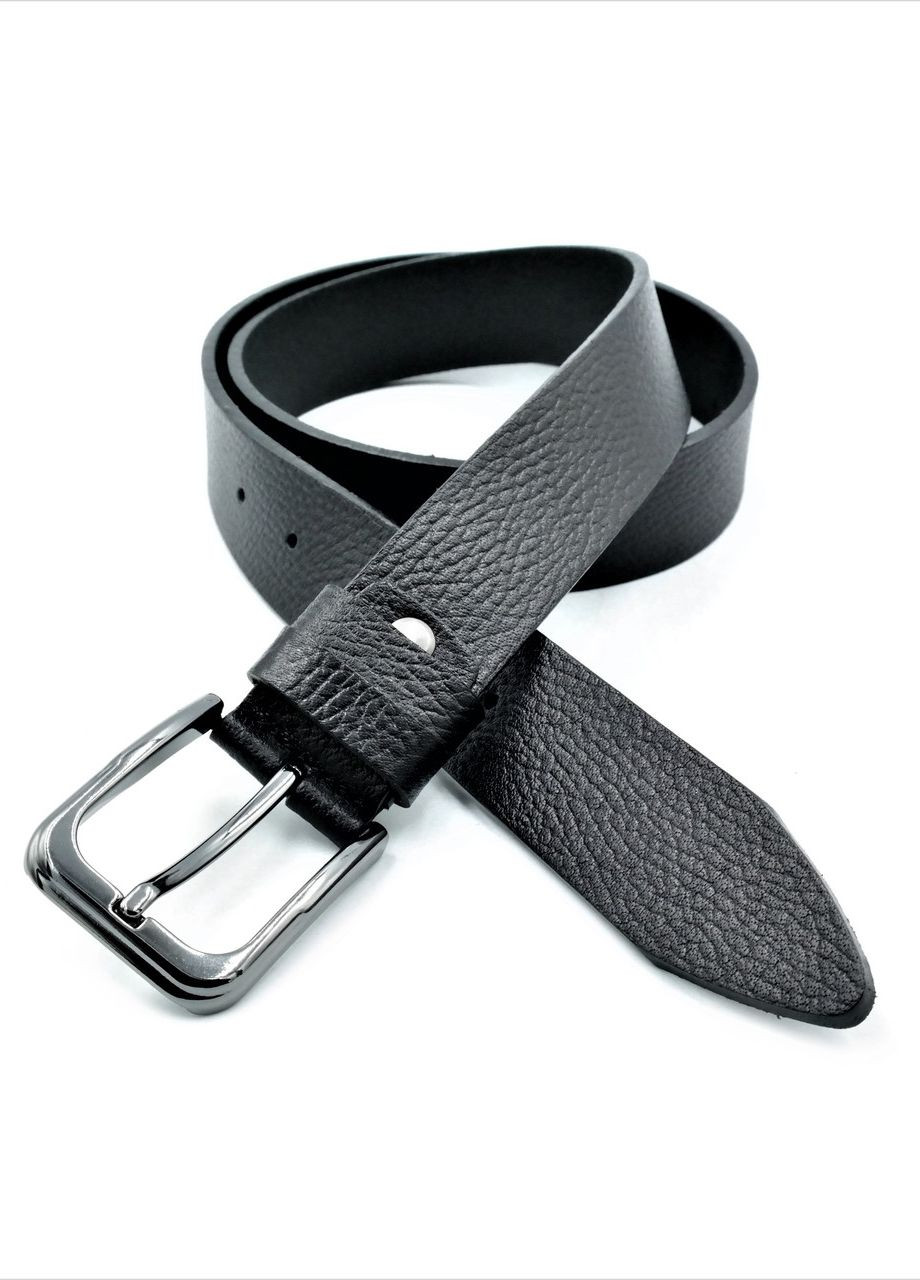 Чоловічий шкіряний ремінь 3,3 х 110-120 см Чорний Weatro (262290937)