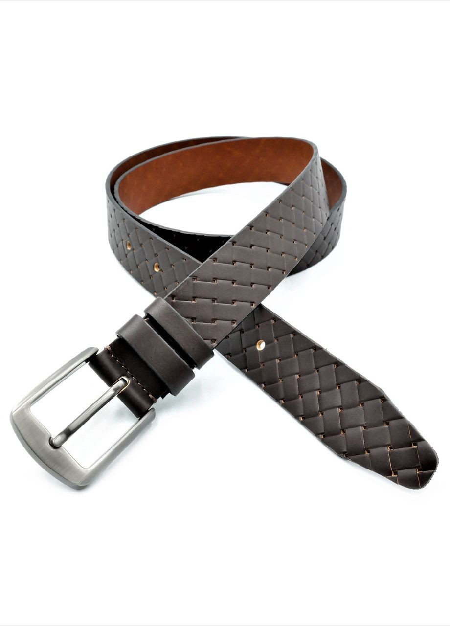 Чоловічий шкіряний ремінь 3,3 х 110-120 см Чорний Weatro (262290889)