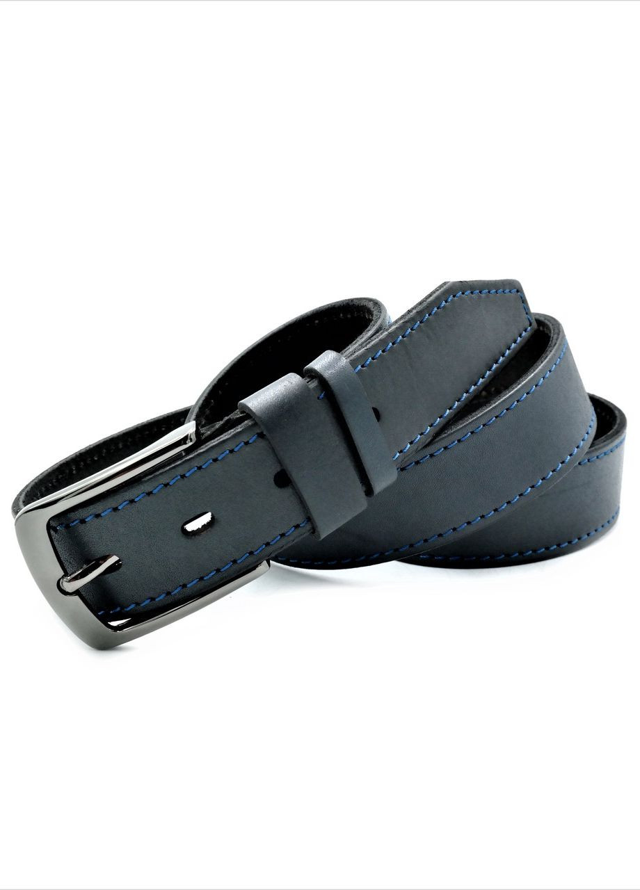 Чоловічий шкіряний ремінь 3,3 х 110-120 см Чорний Weatro (262290949)