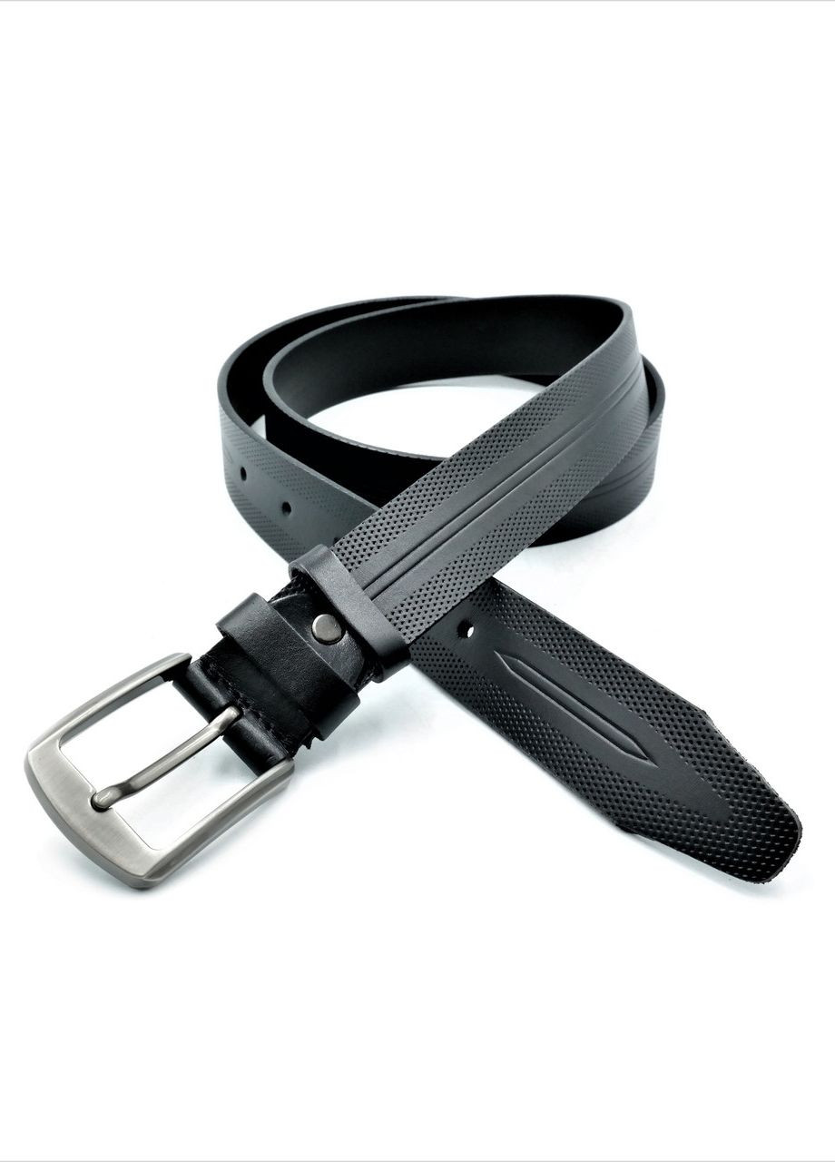 Чоловічий шкіряний ремінь 3,3 х 110-120 см Чорний Weatro (262290940)