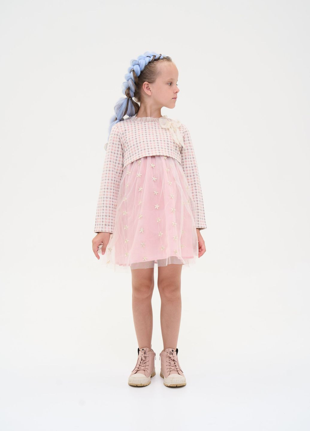 Розово-лиловое нарядное платье babydoll с длинным рукавом, пудра Yumster (261995065)