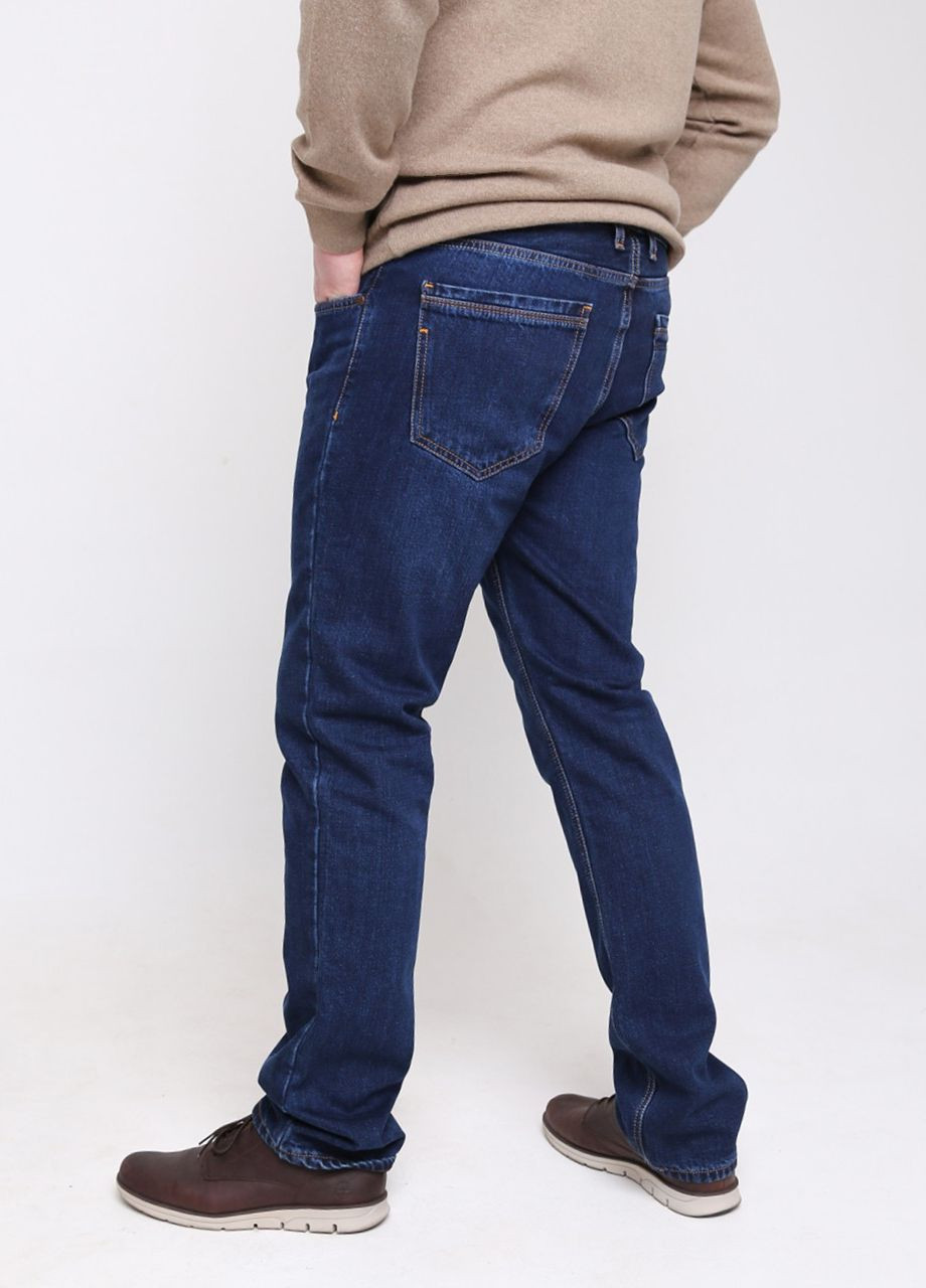 Синие зимние прямые джинсы мужские синие прямые утепленные фланелью Прямая FRANCO BENUSSI