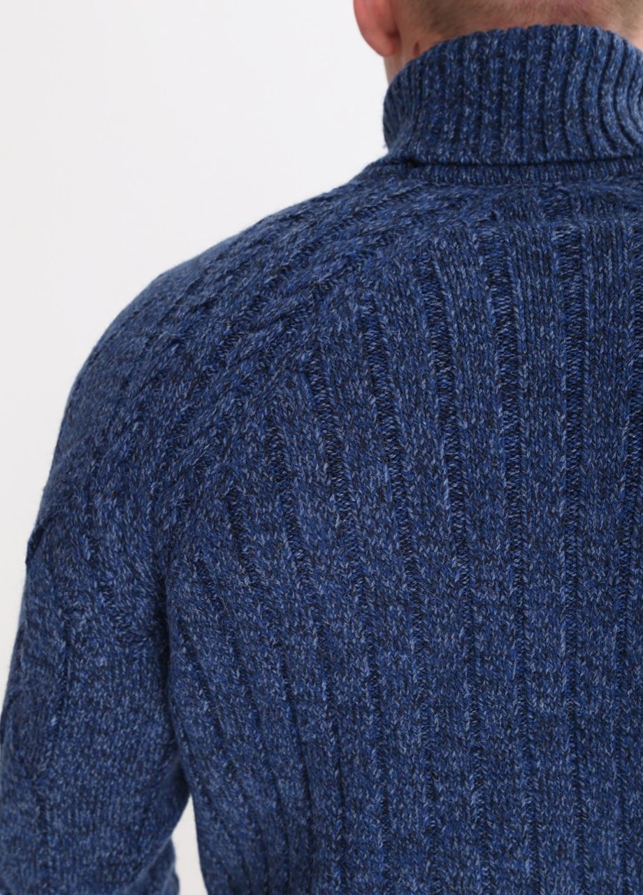 Синий зимний свитер мужской синий меланж зимний с горлом косами Pulltonic Прямая