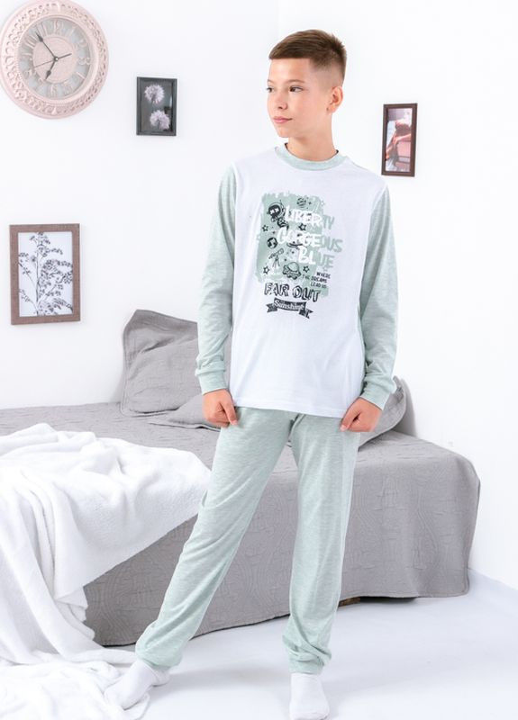 Зелена всесезон піжама для хлопчика (підліткова) зелений носи своє (6076-001-33-4-1-v0) реглан + брюки Носи своє