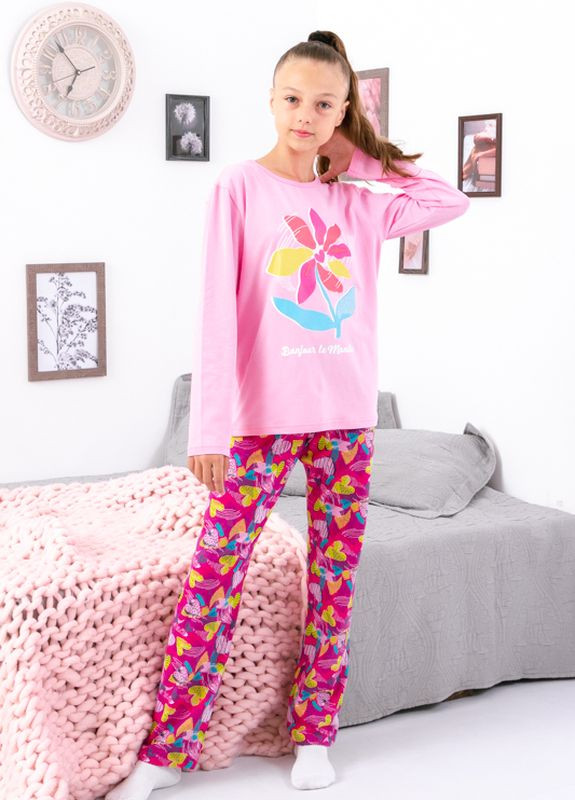 Розовая всесезон пижама для девочки (подростковая) розовый носи свое (6347-043-33-2-v1) реглан + брюки Носи своє