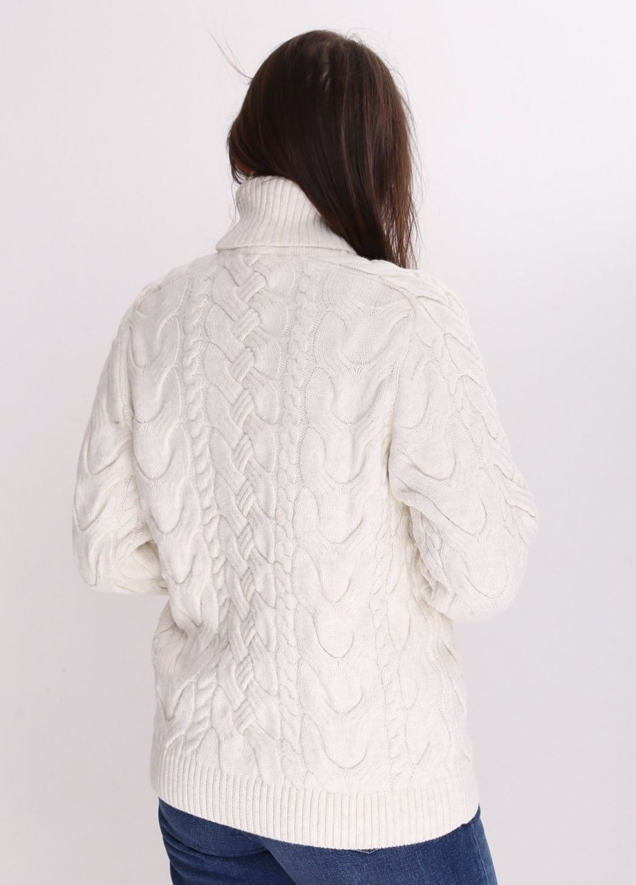 Молочный зимний свитер женский молочный зимний вязаный косами Pulltonic Прямая
