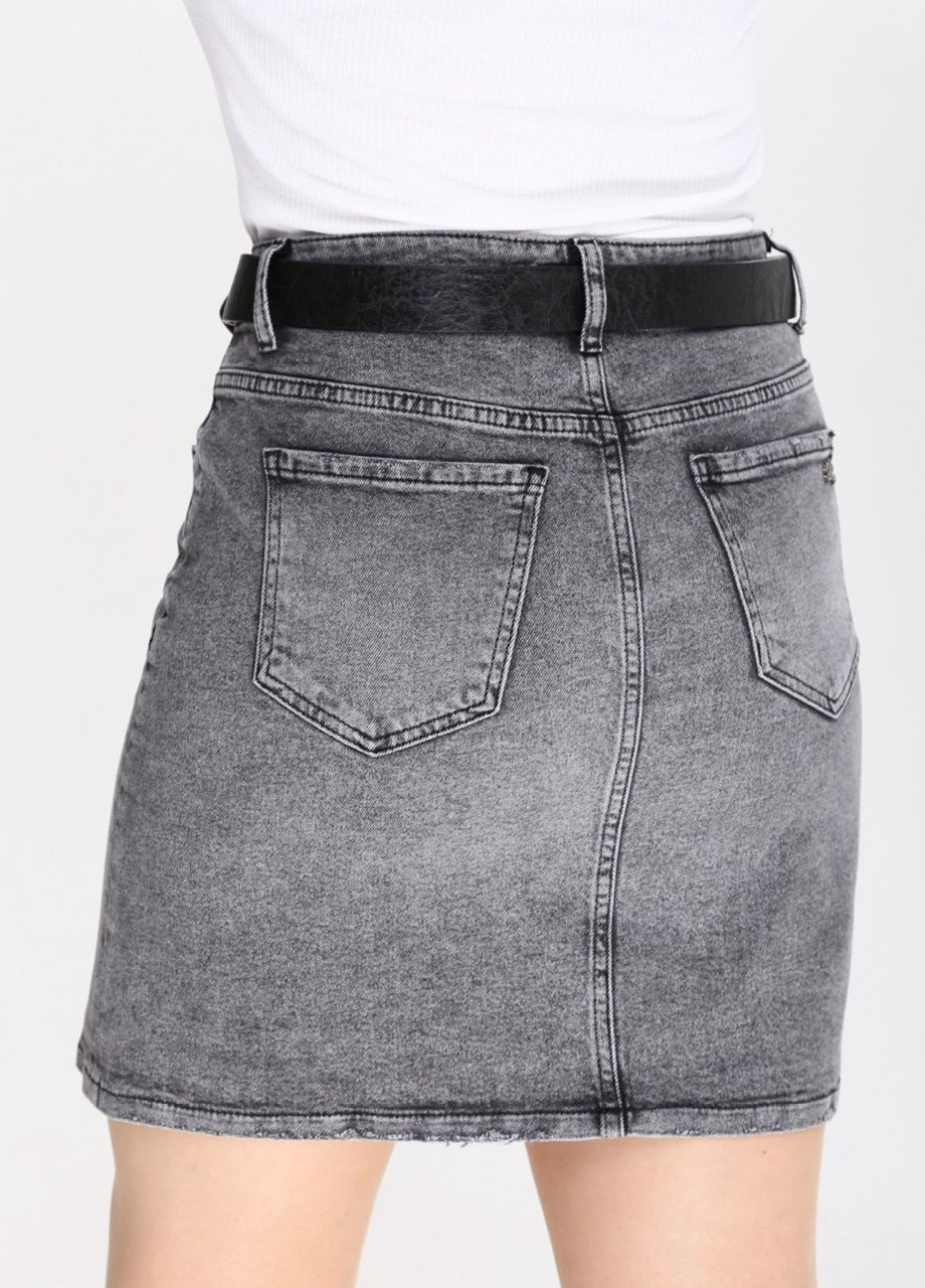 Серая повседневная варенка юбка джинсовая серая высокая посадка Angelina Mara