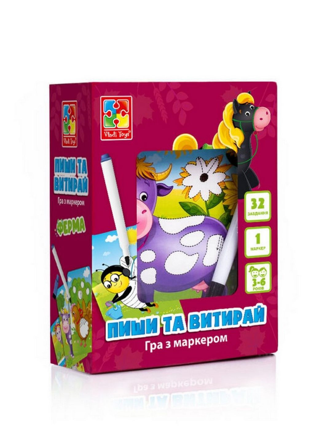Настільна гра Пиши та витирай "Ферма" VT5010-19 укр Vladi toys (262085224)
