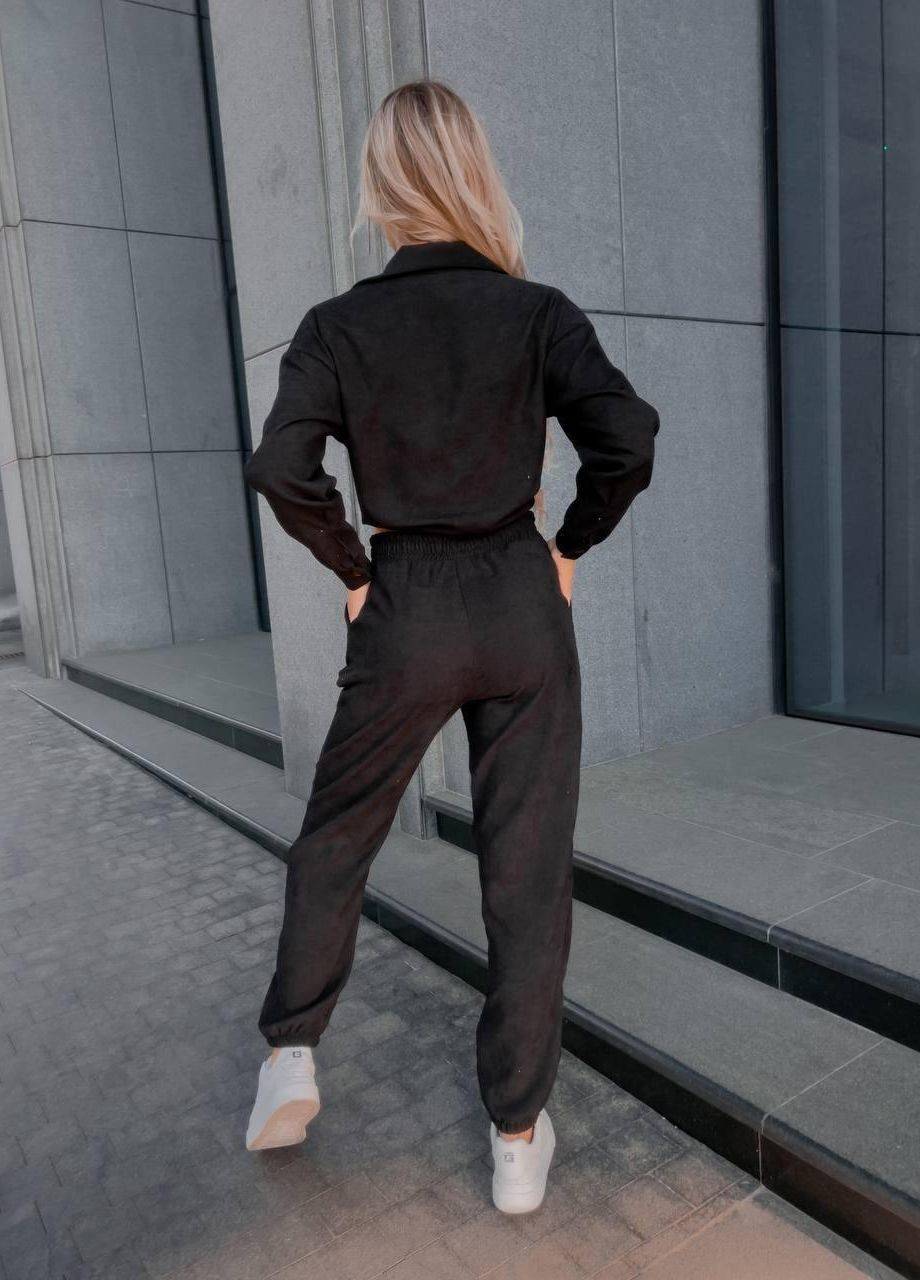 Женский прогулочный костюм двойка S M L (42 44 46) рубашка штаны черный No Brand (262291760)