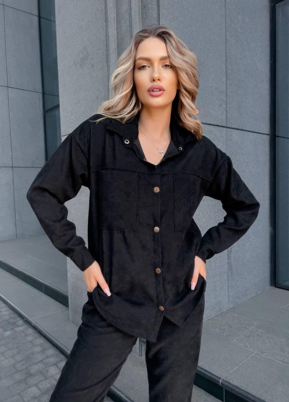 Жіночий прогулянковий костюм двійка S M L (42 44 46) сорочка штани чорний No Brand (262291760)