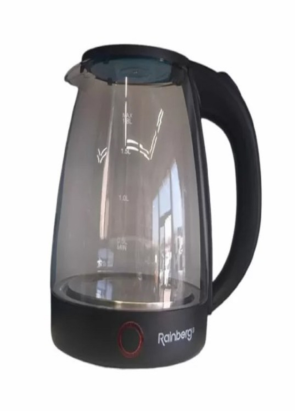 Электрический стеклянный чайник RB-2240 дисковый электрочайник прозрачный Черный Rainberg (262085847)