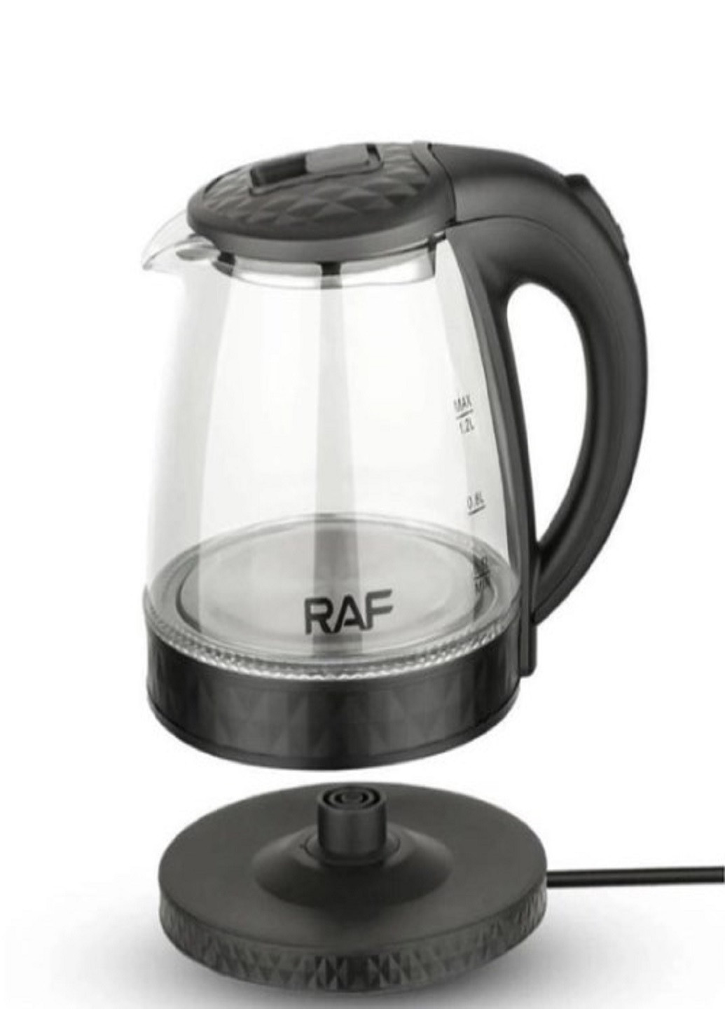 Електрочайник скляний 7861 чайник дисковий чорний RAF (262086447)
