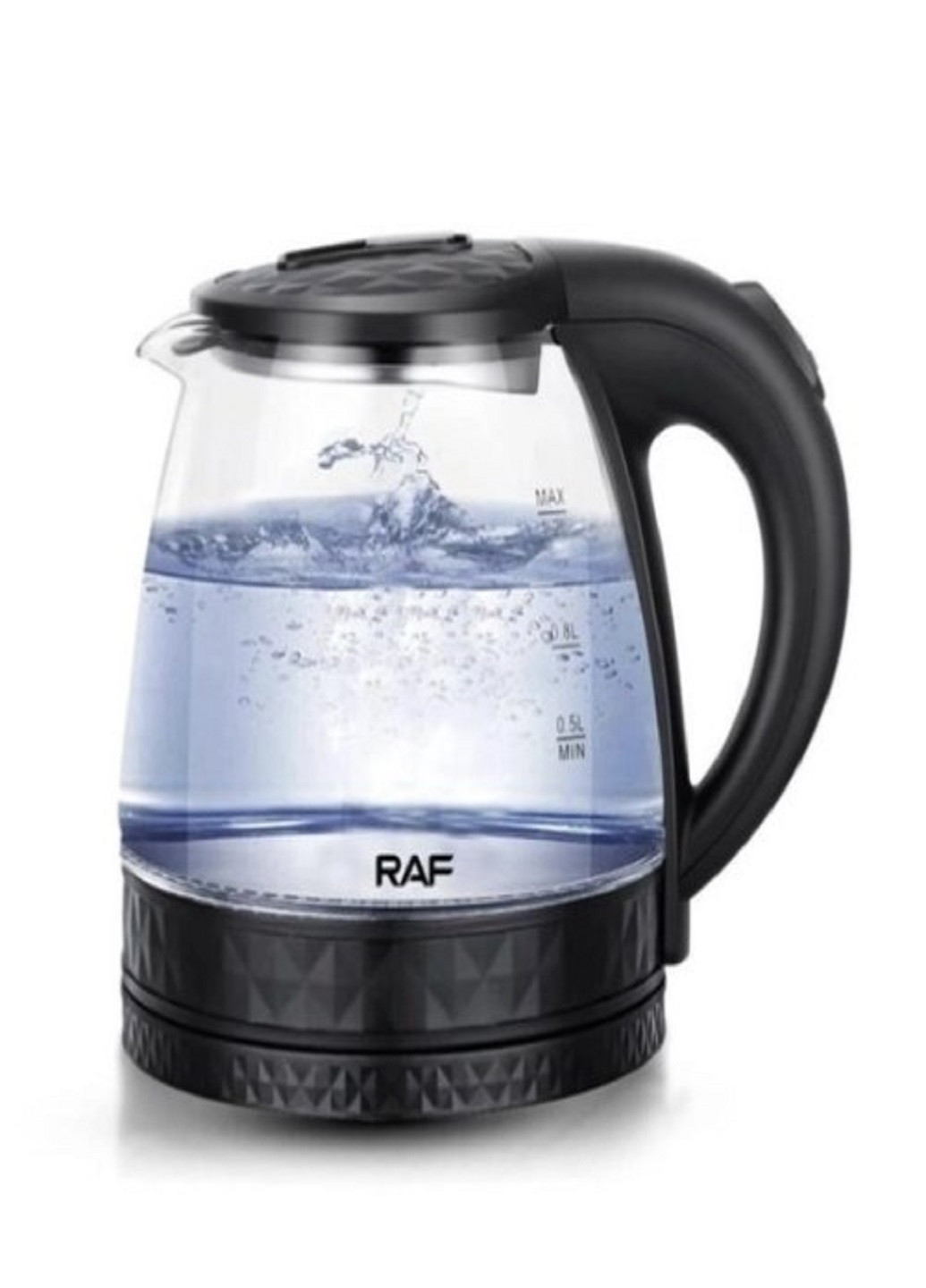 Електрочайник скляний 7861 чайник дисковий чорний RAF (262086447)