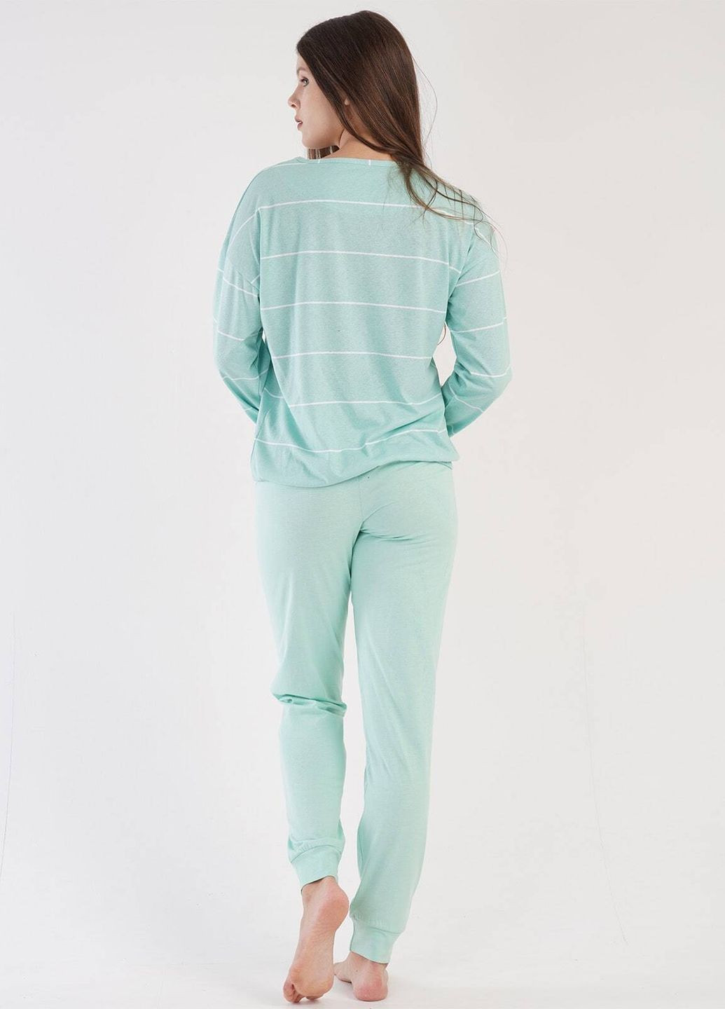 Салатова всесезон жіноча піжама (лонгслів, штани) лонгслив + брюки Vienetta