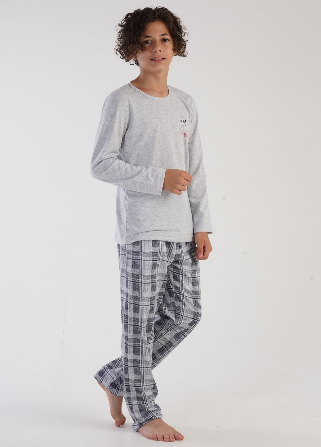 Сіра всесезон піжама підліткова (лонгслів, штани) лонгслив + брюки Vienetta