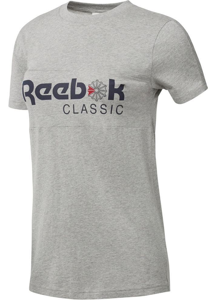 Белая всесезон футболка f classic tee medium grey heather серый женский s Reebok