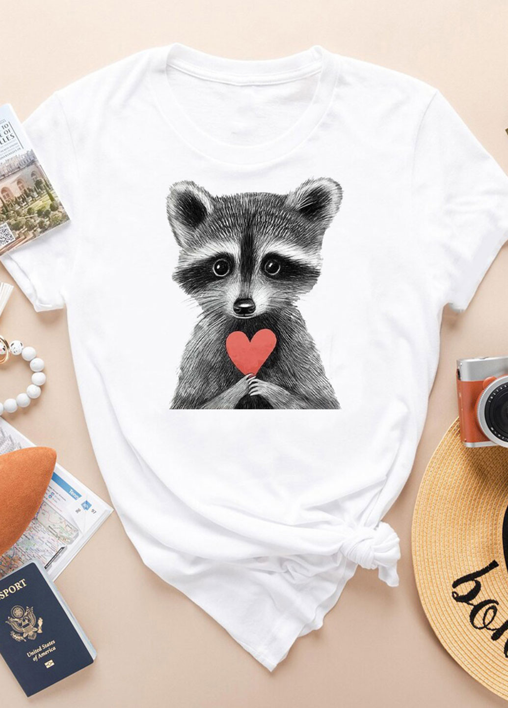 Белая демисезон футболка женская белая from a raccoon with kindness Love&Live