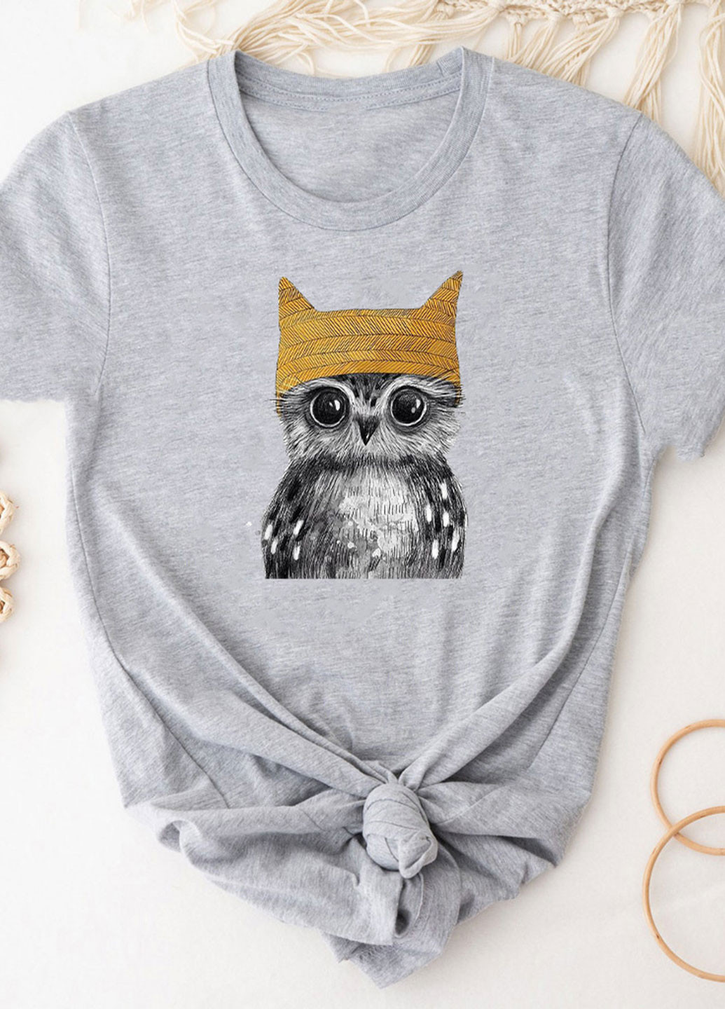 Серая демисезон футболка женская серая owlet hat Love&Live