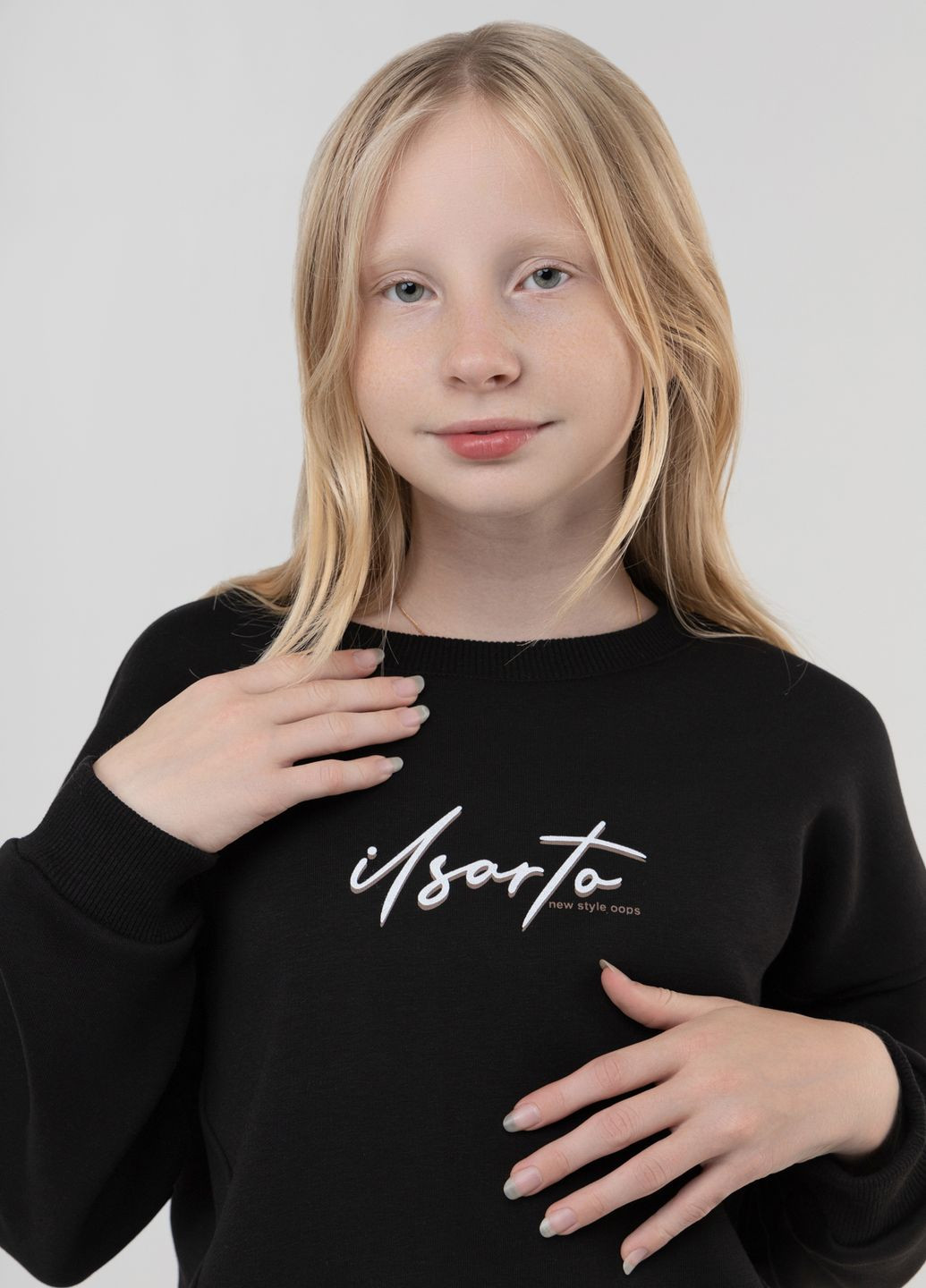 Viollen світшот з принтом для дівчинки 5011 164 см (2000990040350w) shop (2000990040350) чорний повсякденний