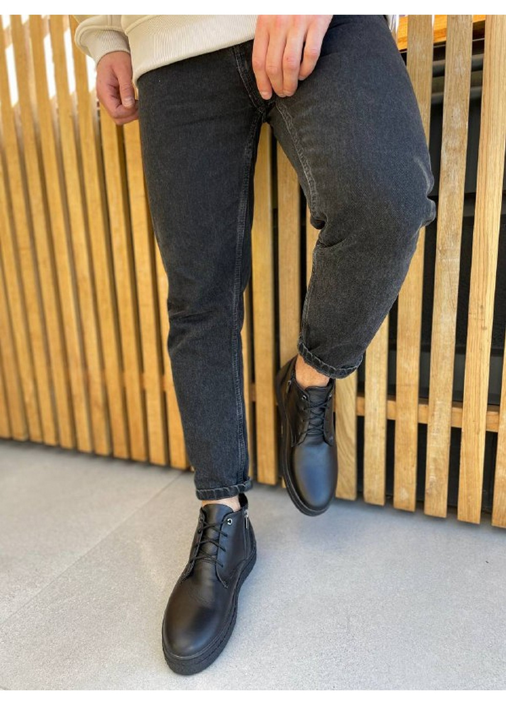 Черные зимние мужские кожаные ботинки 41 VZUTIK