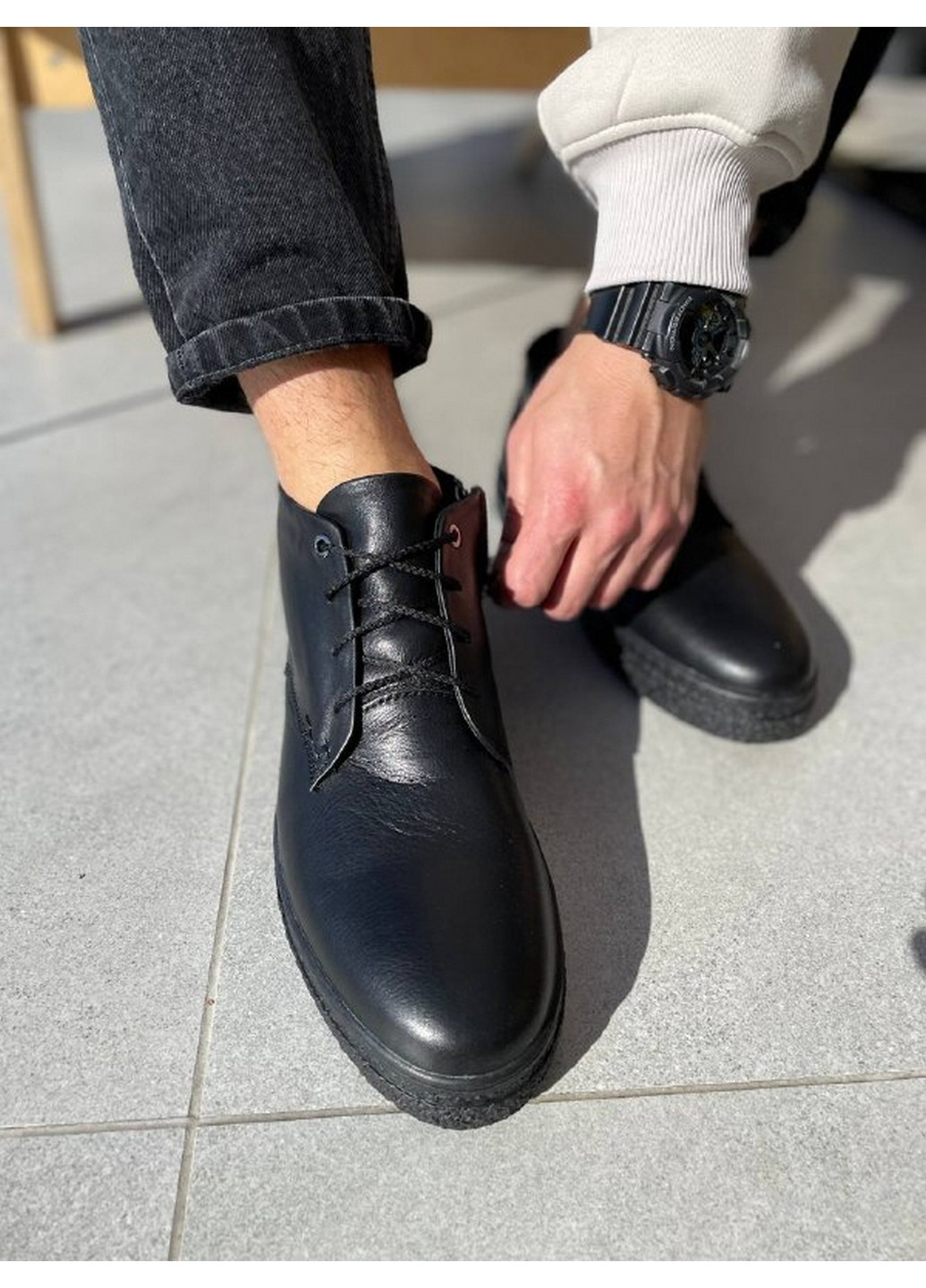 Черные зимние мужские кожаные ботинки 44 VZUTIK