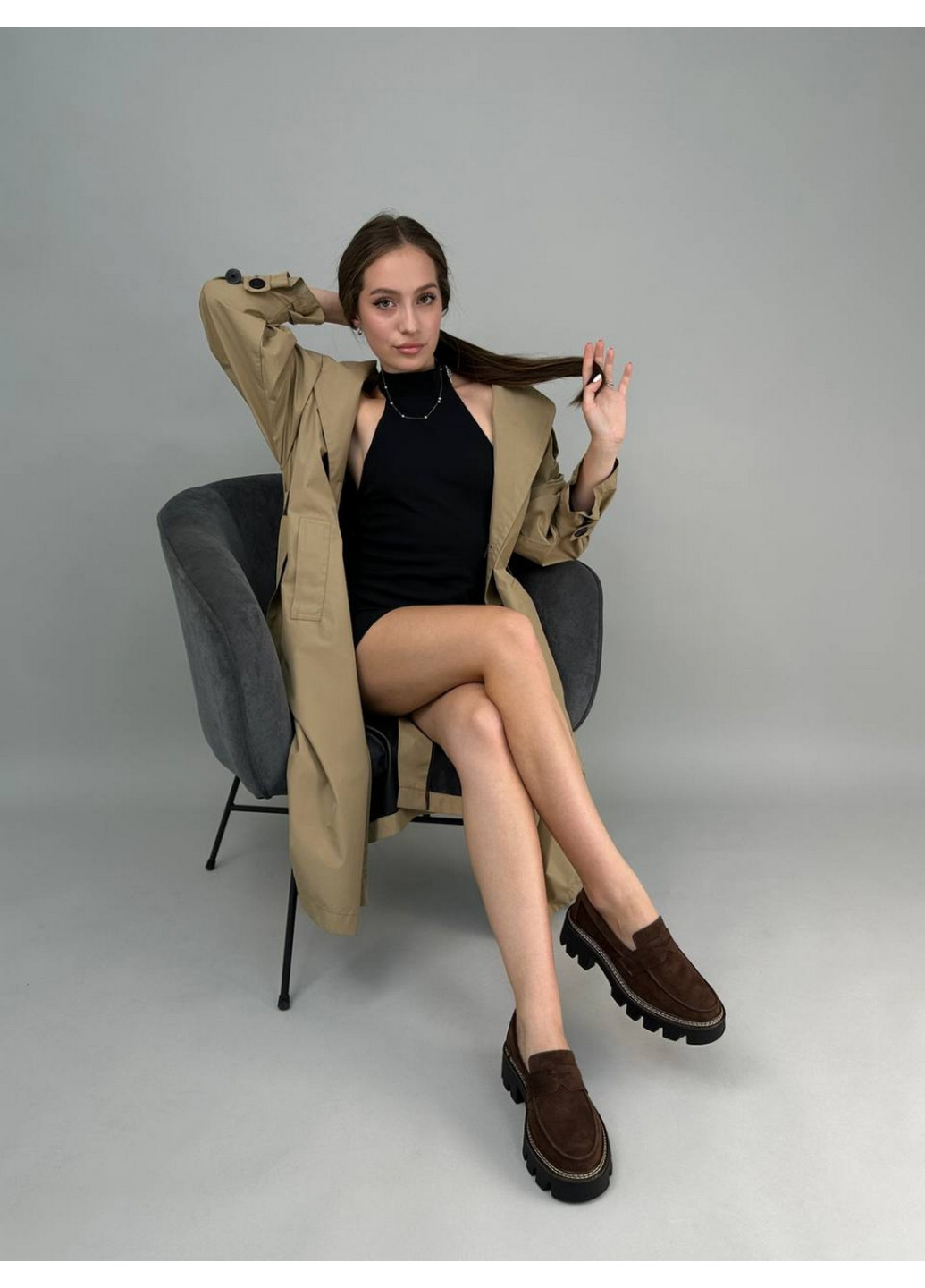 VZUTIK Жіночі замшеві лофери 40 коричневий з натуральна замша, україна — демісезон (262375032)