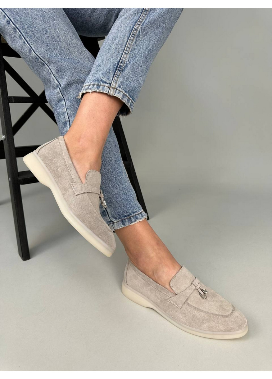 VZUTIK Женские замшевые лоферы 40 бежевый з натуральная замша, украина — демисезон (262374754)