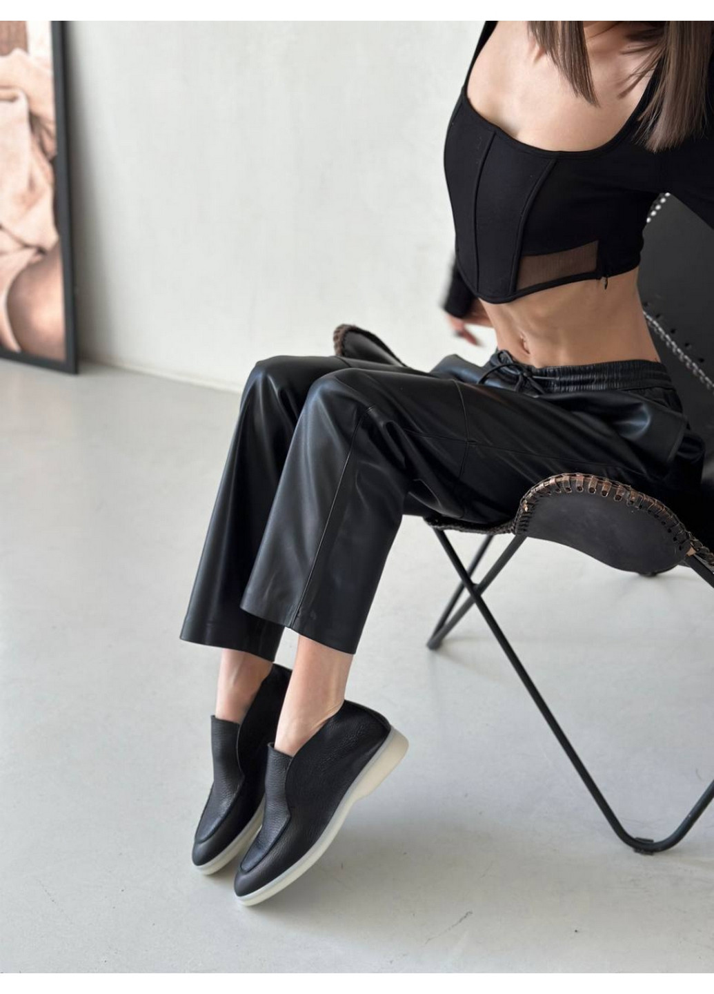 VZUTIK Жіночі шкіряні лофери 40 чорний з натуральна шкіра, україна — демісезон (262375484)