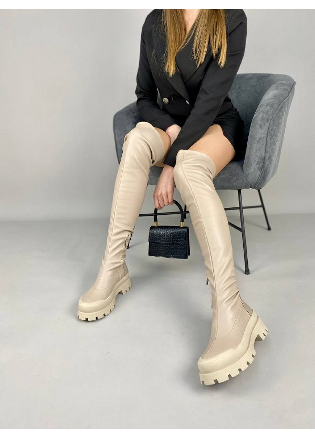 Жіночі чоботи панчохи стрейч шкіра 37 VZUTIK (262375496)