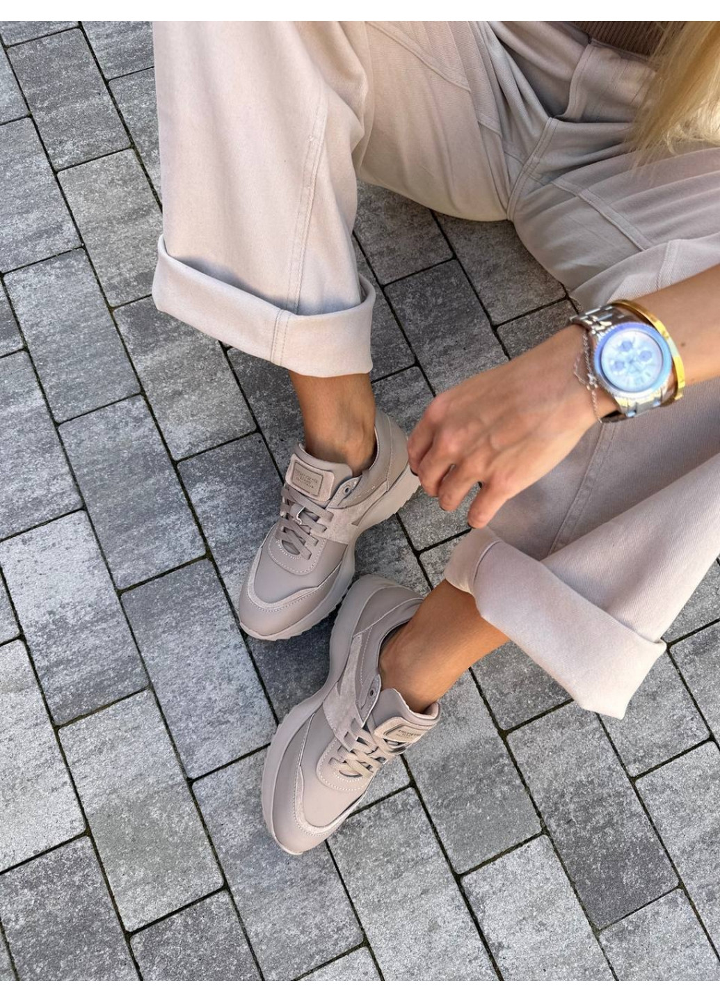 Женские кожаные кроссовки 36 VZUTIK бежевые демисезоны (262374740)