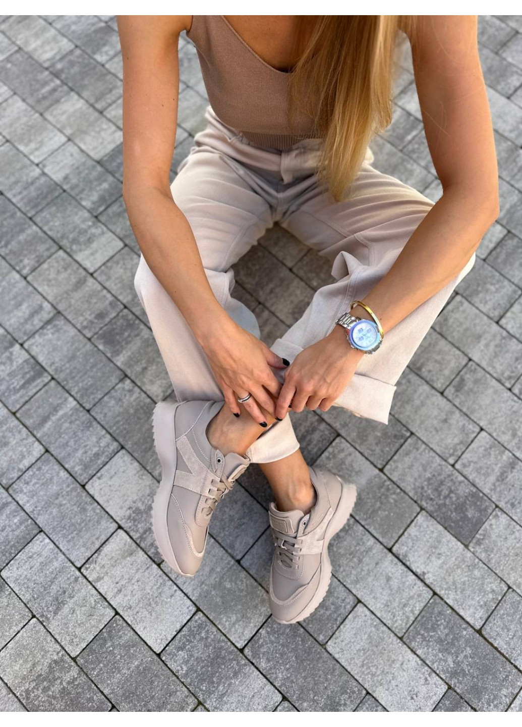 Женские кожаные кроссовки 36 VZUTIK бежевые демисезоны (262374740)