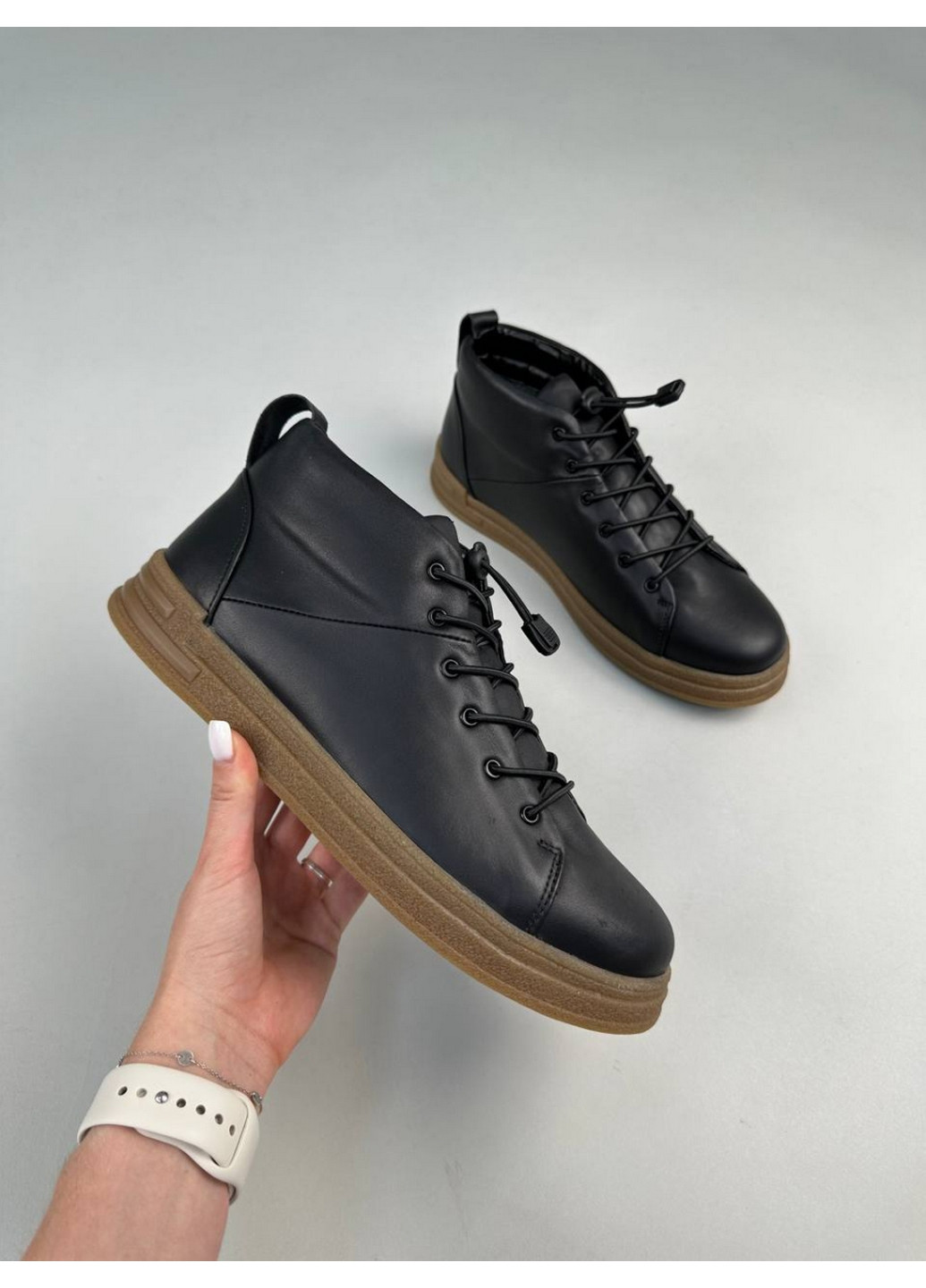Черные осенние мужские кожаные ботинки 44 VZUTIK