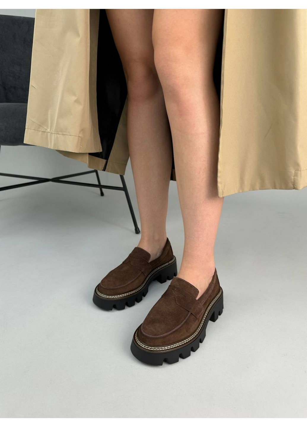 VZUTIK Женские замшевые лоферы 36 коричневый з натуральная замша, украина — демисезон (262378157)