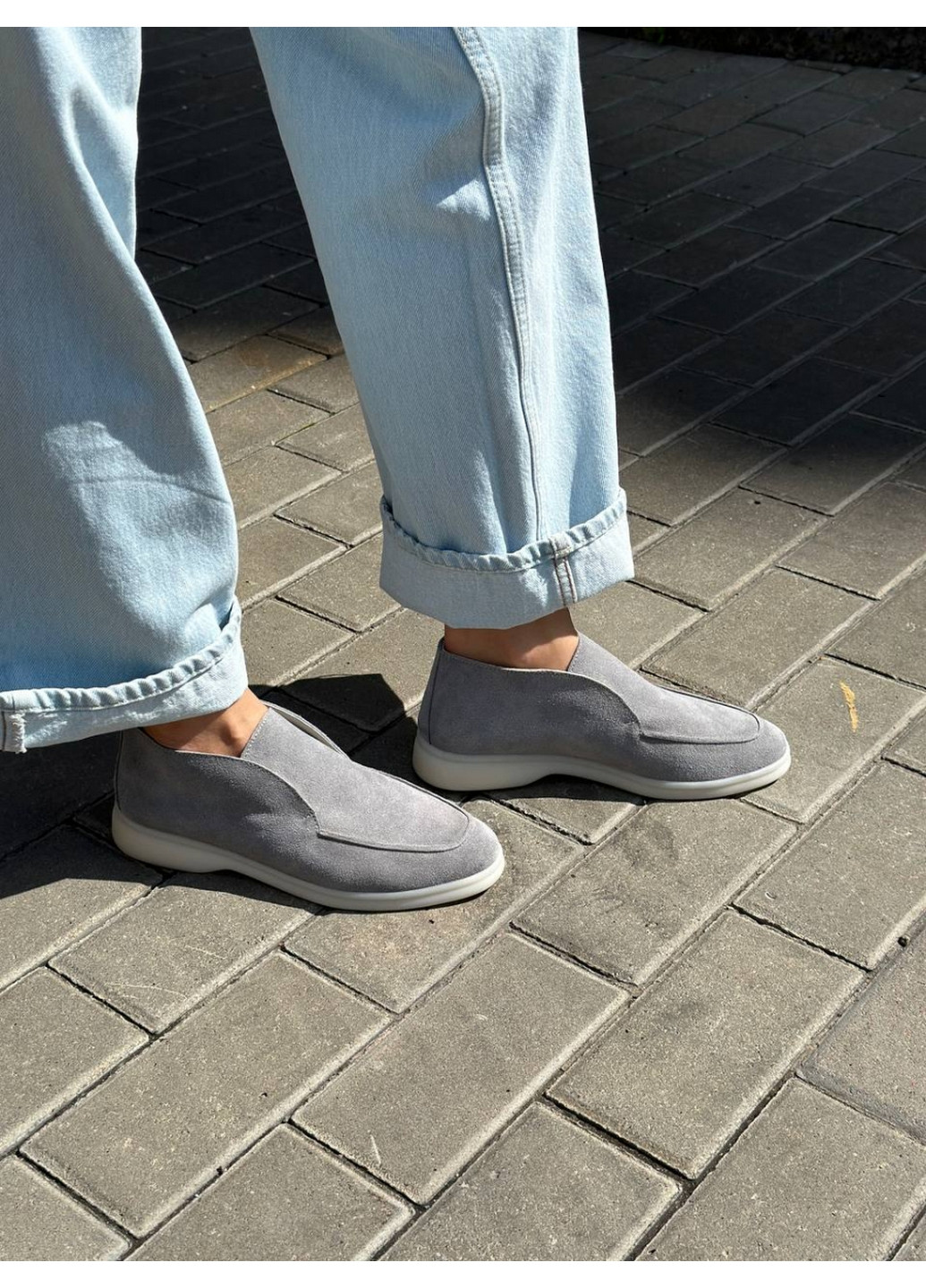 VZUTIK Жіночі замшеві лофери 36 сірий з натуральна замша, україна — демісезон (262378481)