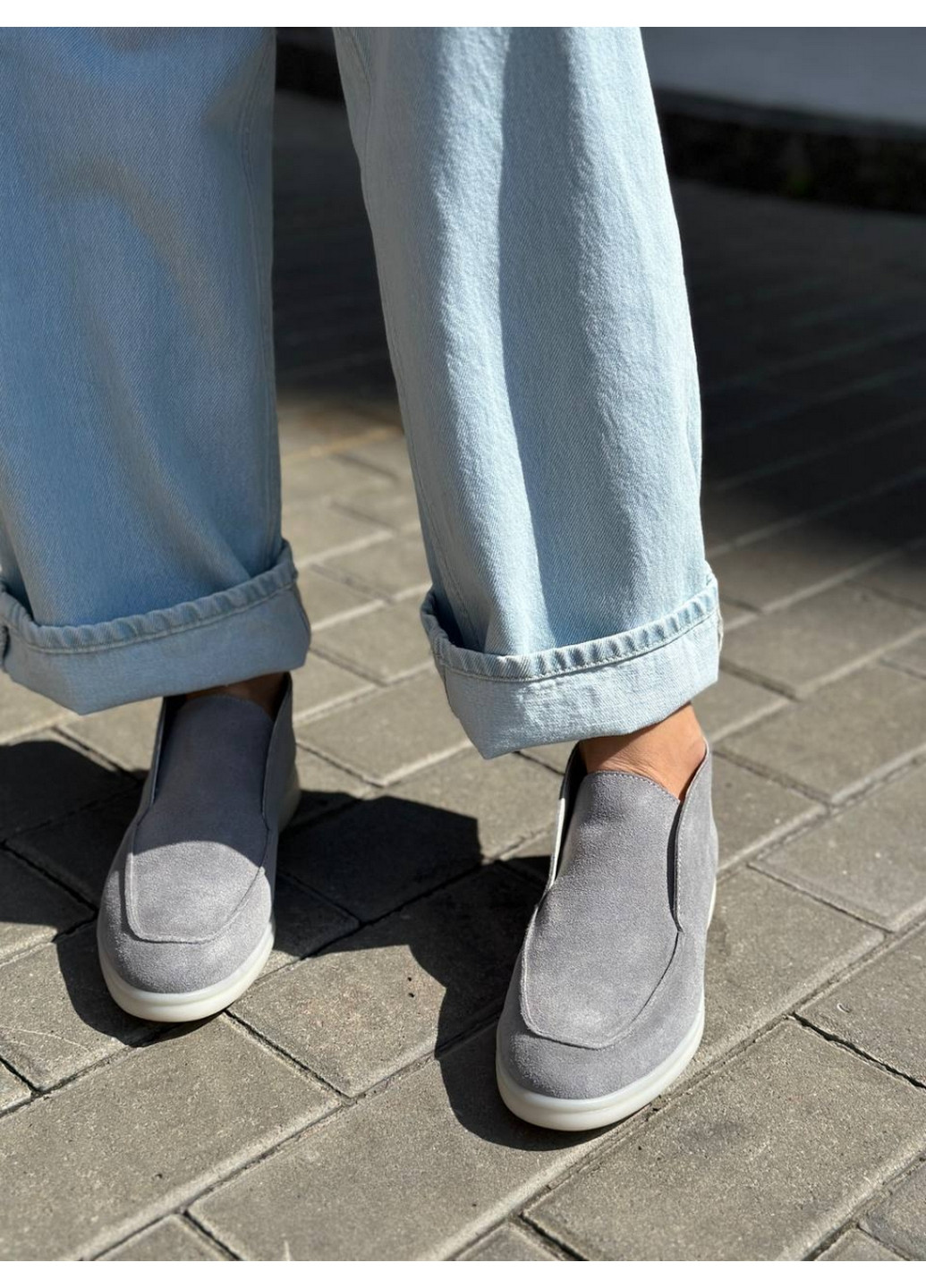 VZUTIK Жіночі замшеві лофери 36 сірий з натуральна замша, україна — демісезон (262378481)