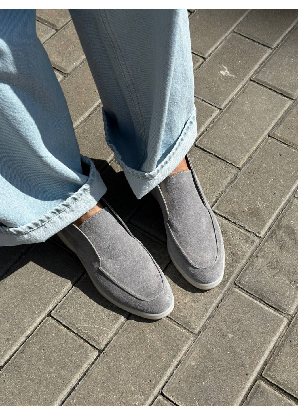 VZUTIK Жіночі замшеві лофери 36 сірий з натуральна замша, україна — демісезон (262378481)