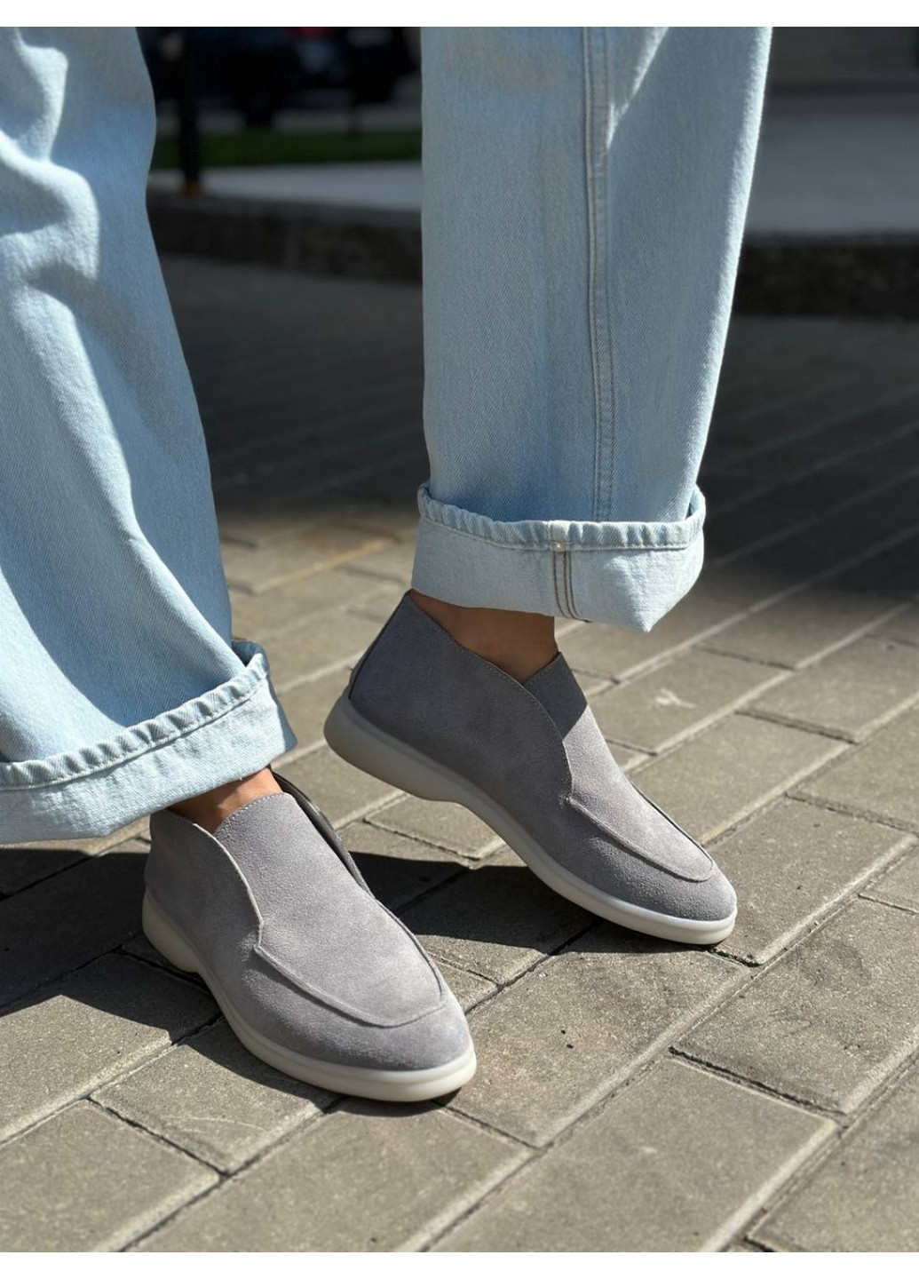 VZUTIK Жіночі замшеві лофери 36 сірий з натуральна замша, україна — демісезон (262378481)