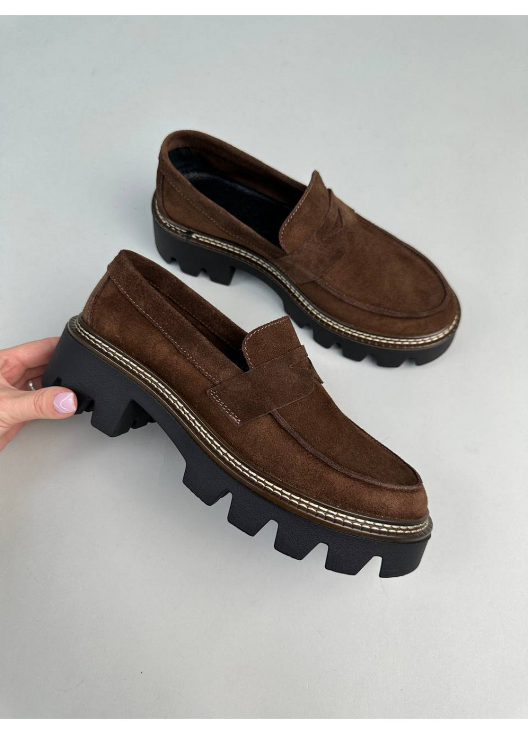VZUTIK Женские замшевые лоферы 39 коричневый з натуральная замша, украина — демисезон (262378337)