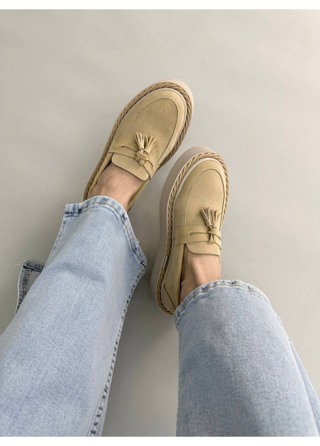 VZUTIK Женские замшевые лоферы 37 песочный з натуральная замша, украина — демисезон (262378421)