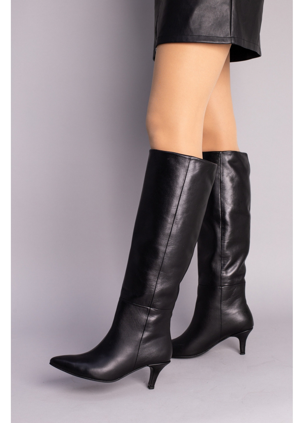 Осенние женские кожаные сапоги-трубы 37 VZUTIK