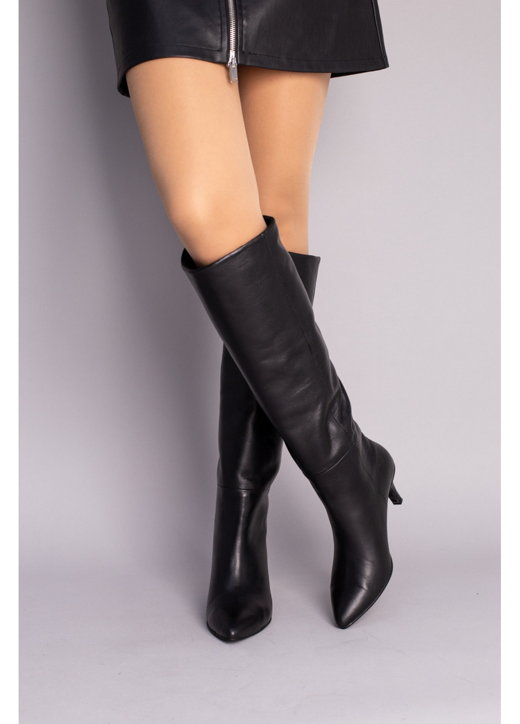 Осенние женские кожаные сапоги-трубы 37 VZUTIK