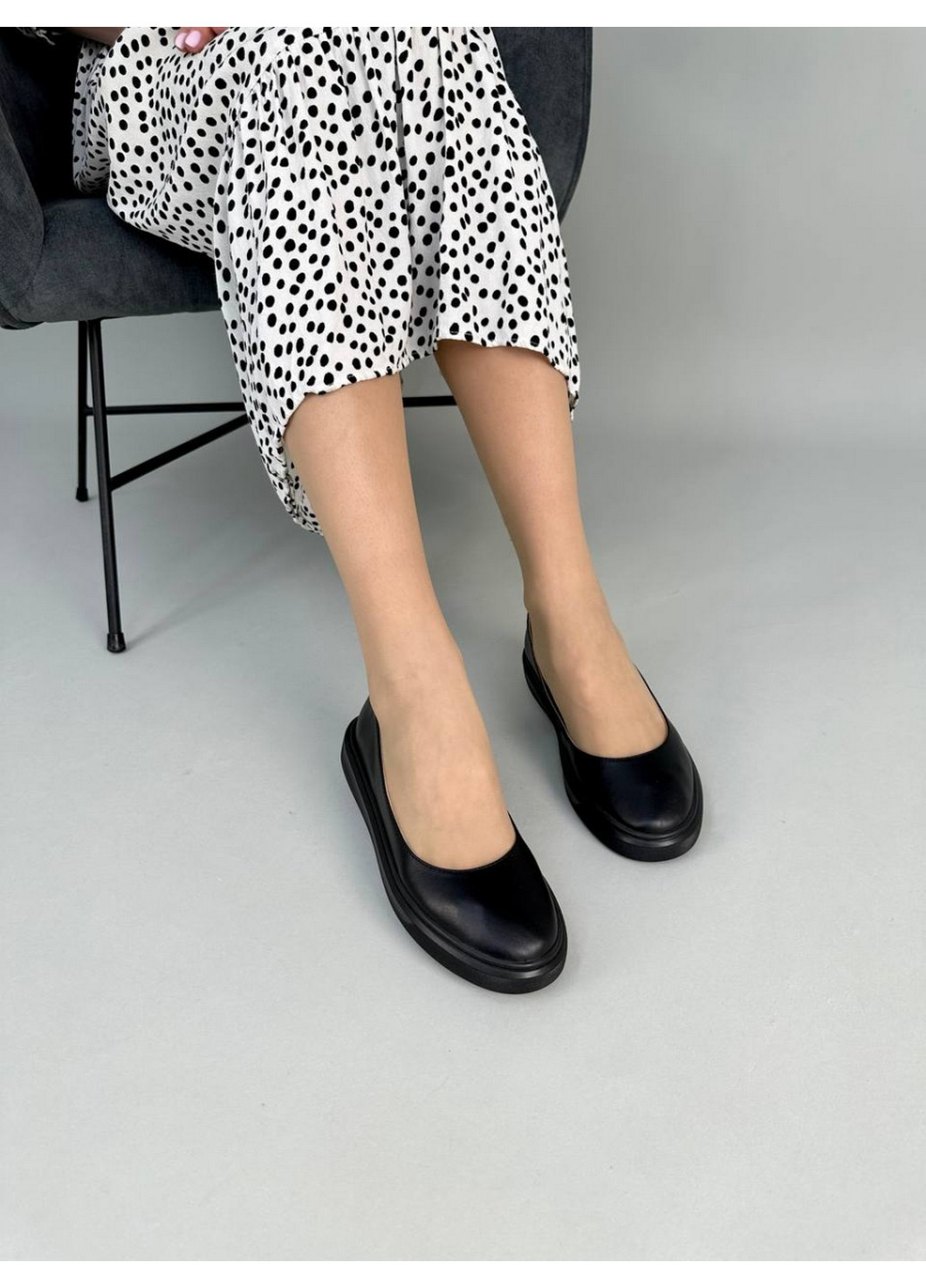 Жіночі жіночі шкіряні балетки 38 VZUTIK | чорні натуральна шкіра (262377201)