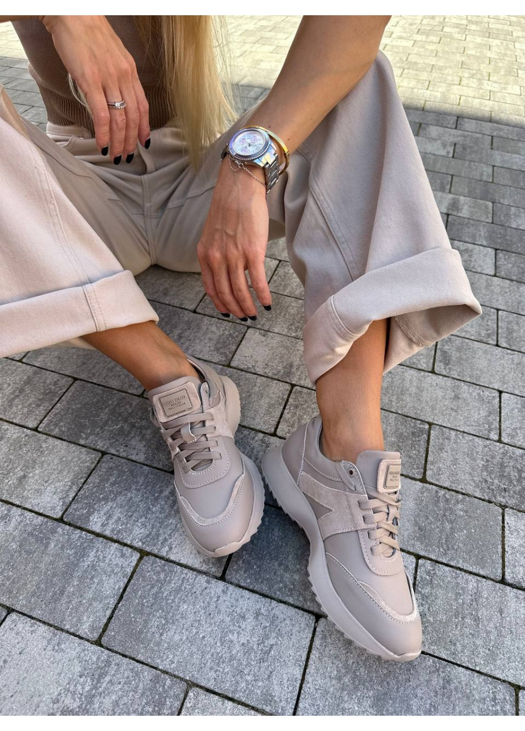 Женские кожаные кроссовки 36 VZUTIK бежевые демисезоны (262376472)