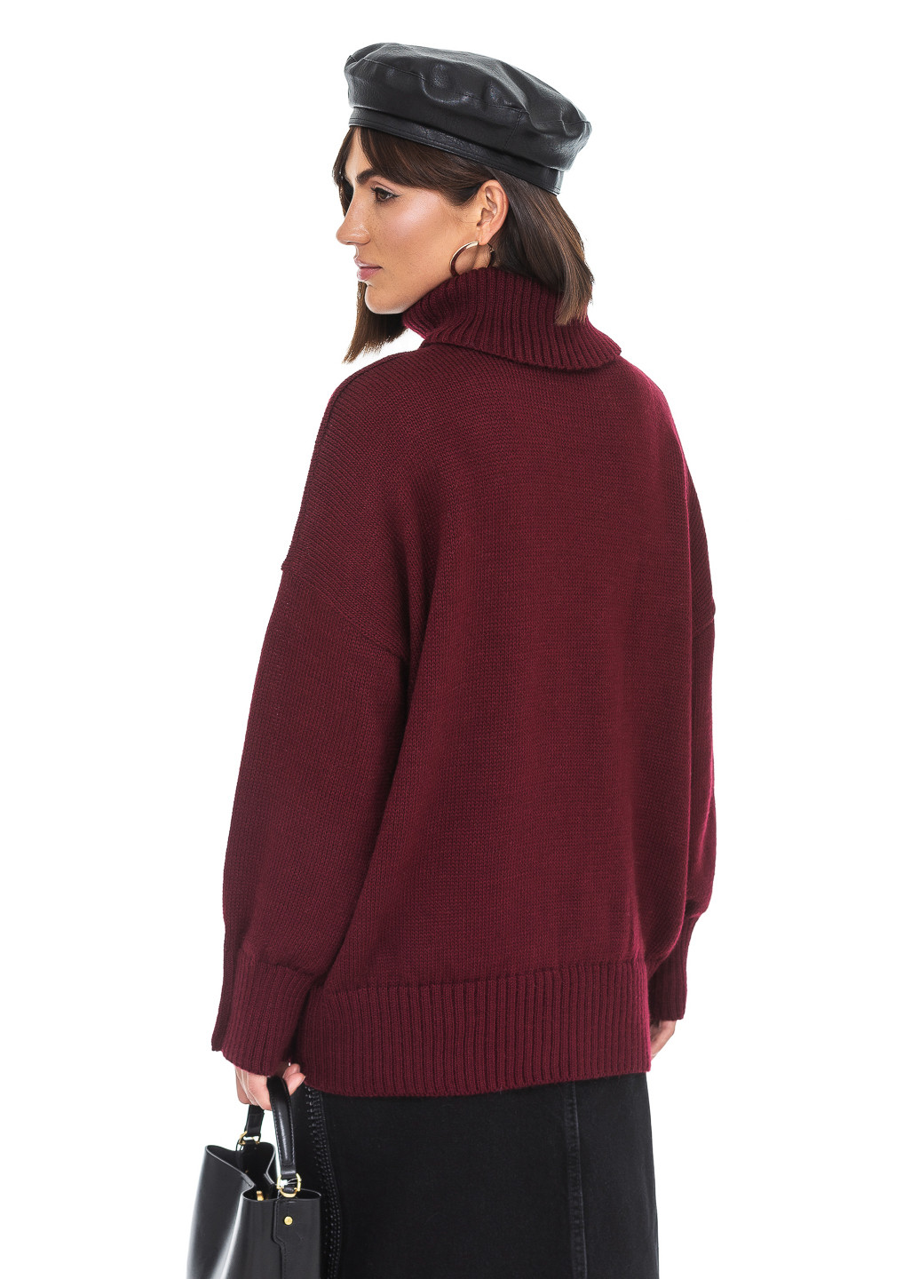 Бордовий вільний жіночий светр SVTR