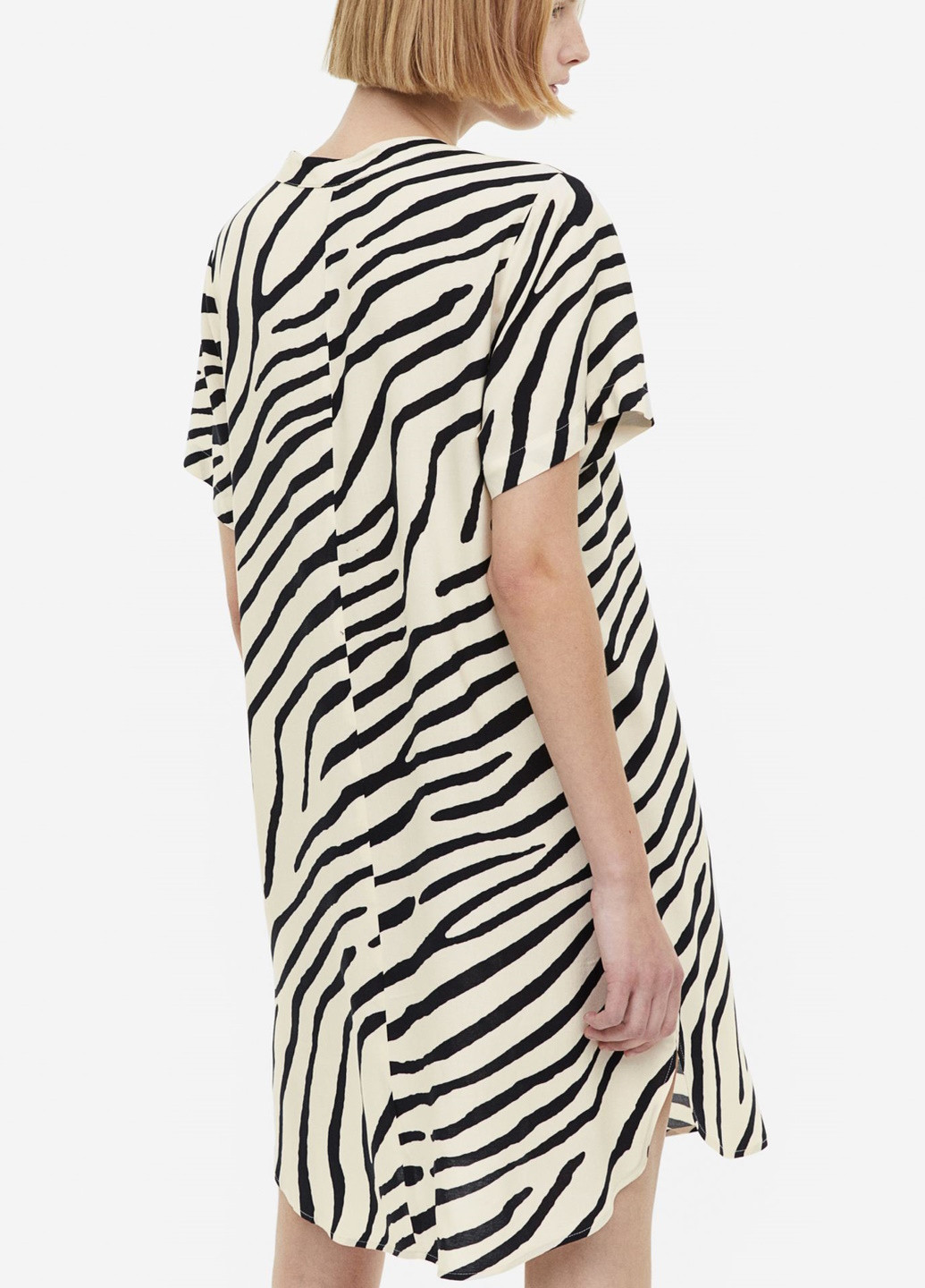 Молочное повседневный платье H&M зебра